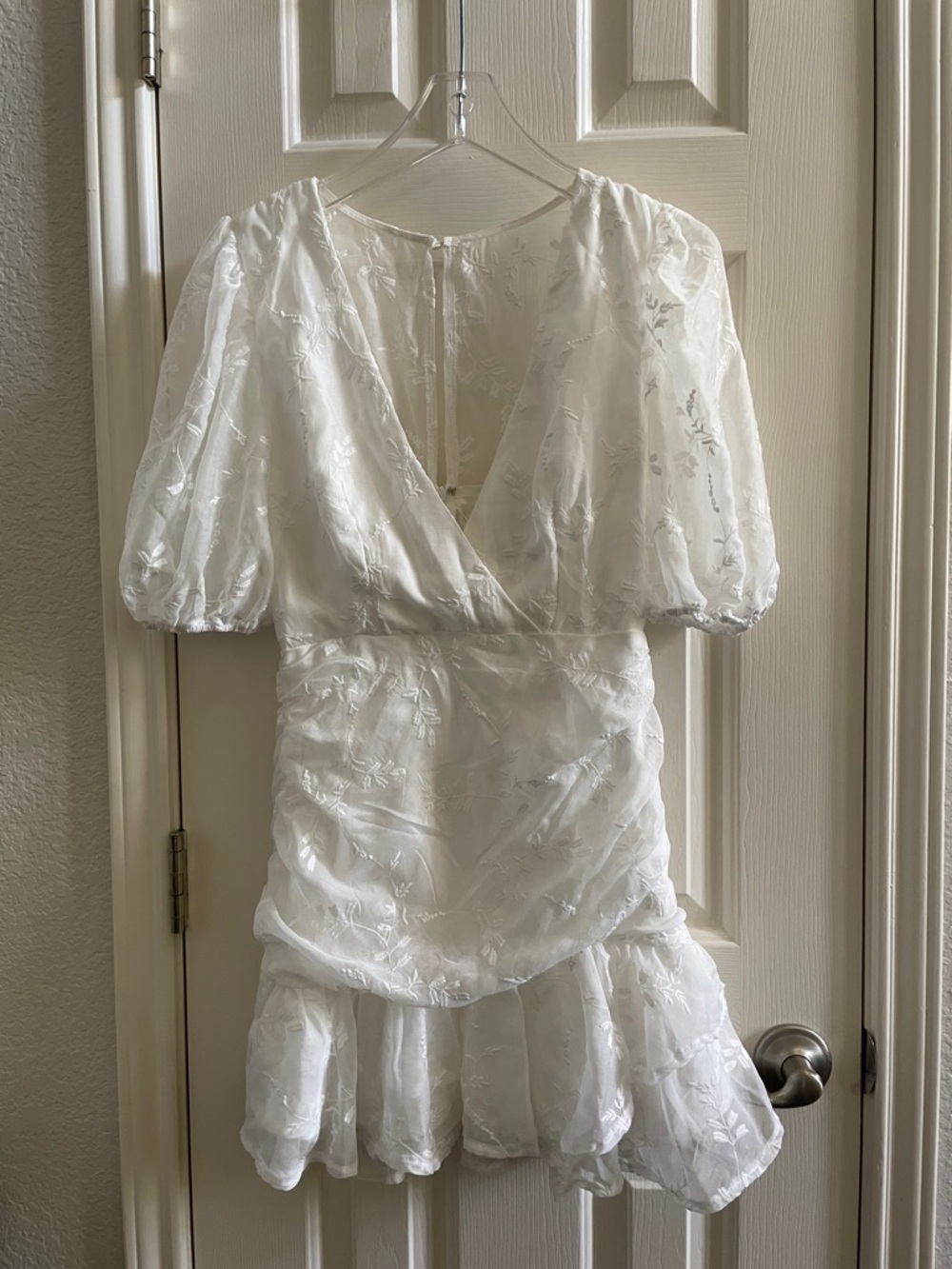 Saints + Secrets White Puff Sleeve Dress